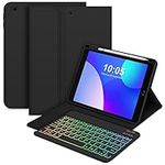 Bettdow Keyboard Case for iPad 9th Gen 2021/8th Gen 2020/7th Gen 2019, UK Layout Detachable Wireless Backlit Keyboard, Case with Pencil Holder for iPad 10.2 Inch, Black