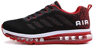 tqgold Mens Womens Trainers Sports Fitness Running Shoes Gym Athletic Sneakers (Black Red,Size 9.5)
