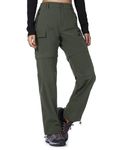 Cycorld Women's-Hiking-Pants-Convertible Quick-Dry-Stretch-Lightweight Zip-Off Outdoor Pants UPF 50+ with 5 Deep Pocket Army Green