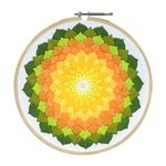 Embroiderymaterial DIY Embroidery Kit for Beginner, Adults & Kids with Green Divine Circle Design Digital Printed Cloth/Fabric & Written Instructions All Material Included