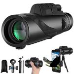 AiMeiteng 10X50 HD Monocular Telescope with Smartphone Holder & Tripod, BAK4 Prism Compact Monoculars for Adults, HD Monocular Scope for Bird Watching Hiking
