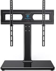 PERLESMITH Universal TV Stand Table Top TV Base for 32 to 60,65 inch LCD LED OLED 4K Flat Screen TVs-Height Adjustable TV Mount Stand with Tempered Glass Base, VESA 400x400mm,Holds up to 88lbs PSTVS15