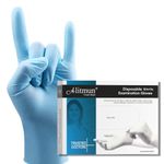 ALITMUN Blue Nitrile Gloves, (Pack of 100) Disposable Powder Free Examination Hand gloves, Medium Size, Multi Purpose with Superior Durability, Surgical & General Gloves (Medium, Pack of 100 (Blue))