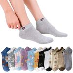 NICSY Ankle Length Women Socks Low Cut Invisible Liner Non slip Athletic Boat Girls Socks Comfort No Show Free Size Printed design -Multicolored