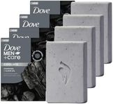 DOVE MEN + CARE Cleansing Bar Soap Charcoal + Clove Oil 4 Count to Rebuild Skin in the Shower, a 4in1 Hair, Body, Face & Shaving Bar with Plant-Based Cleanser and Natural Oils 5 oz