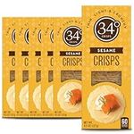 34 Degrees Crisps | Sesame Crisps | Thin, Light & Crunchy Crisps, 6 Pack (4.5oz each)