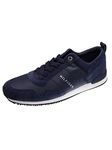 Tommy Hilfiger Men Iconic Leather Suede Mix Runner Trainers Athletic, Blue (Midnight), 47 EU