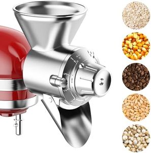 All Metal Grain Mill Attachment for KitchenAid Stand Mixer, 9 Levels Grain Mill, Flour Mill, Fit for Non-Oily Dry Grain Corn, Coffee Bean, Buckwheat, Oats, Millet, Wheat and Other Cereals