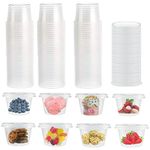 Surflyee 50 Pack Plastic Containers with Lids, 200ML Plastic Food Containers with Lids, Sauce Pots, Leakproof, Small Plastic Pots for Takeaway Food, Plastic Pots for Dip, Soup, Salad, Condiment