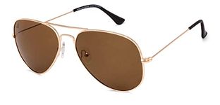 VINCENT CHASE EYEWEAR By Lenskart | Full Rim Aviator | Polarized and 100% UV Protected | Men & Women | Medium | VC 5158/P Golden Frame/Brown Lens - Pack of 1