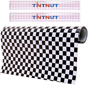 Tintnut Chessboard Permanent Vinyl Roll - 12 in x 5ft, Checkered Racing Patterned Permanent Adhesive Vinyl for Cutting Machine,Home Decor Self Sticker