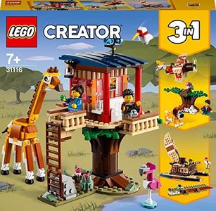 LEGO 31116 Creator 3 in 1 Safari Wildlife Tree House, Catamaran, Biplane Toy, Building Set with Boat, Plane and Toy Lion