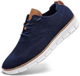 Men's Casual Dress Shoes Comfort Walking Shoes Mesh Knit Lightweight Breathable Sneakers Classic Leisure Oxford Business Shoes, Dark Blue, 8