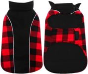 Kuoser Reversible Dog Coat, Warm Waterproof Dog Jacket, British Style Plaid Dog Winter Coats, Puppy Cold Weather Vest Windproof Outdoor Clothes Dog Snow Jackets for Extra Large Dogs XXXL