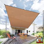 HIPPO - HDPE Fabric 85% Sun Blockage Rectangle Shade Sails With Polyester Band Reinforced Complete Protection From Sun & UV Rays Suitable For Car Parking, Outdoor, Garden, Patio Beige-Brown Color (9.5FTX5FT) Pack of 1 Pc,Eyelet