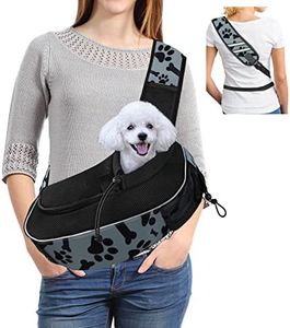 Pet Dog Sling Carrier Breathable Travel Cat Carrier Comfortable Mesh Puppy Carrier Hand Free Dog Carrying Bag Pet Front Carrier for Dogs Below 10 lbs More Pockets & Reflective Design Cute Grey M
