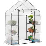 CHRISTOW Walk In Greenhouse With Shelves, Large Reinforced Green House With Tubular Steel Frame, 4 Shelf Heavy Duty Growhouse, 6ft 4in x 4ft 7in x 2ft 4in