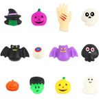 JUNIOO 24 PCS Halloween Mochi Squeeze Toys, Halloween Squishy Toys Stress Relief Toy Pumpkin Ghost Bat Witch Goody Bags Filler Gifts for Halloween Party Favors