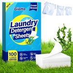 Giotto Laundry Detergent Sheets, Eco-Friendly, Liquidless Earth Laundry Sheets Breeze Detergent for Travel, Home and Dorm with HE Machine, 100 Loads, Ocean Breeze Scent