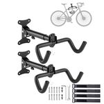 LalaKoo Bike Hanger Wall Mount - 2 Pack Adjustable Bike Garage Hanger Foldable Bicycle Rack Bicycle Storage Horizontal Indoor Outside Bike Hook for Garage for Road Mountain Hybrid Bikes