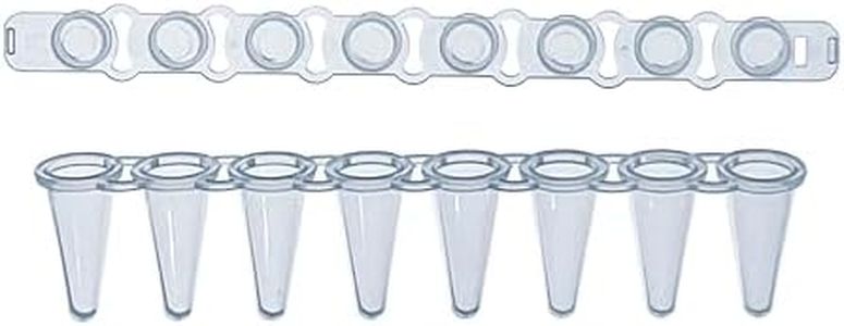 MUHWA 0.1ml 8-Strip PCR Tubes with Flat Caps, Thin Wall Tubes, Clear, 125 Strips