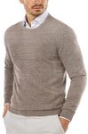 COOFANDY Men's Crew Neck Sweater Slim Fit Lightweight Sweatshirts Knitted Pullover for Casual Or Dressy Wear, White/Brown (Two-tone Colors), Medium