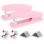 Deli Stapler, Desktop Stapler, 2 Pack, Office Stapler, 25 Sheet Capacity, Includes 2000 Staples and 2 Staple Removers, 2 Pack,Pink