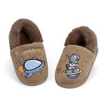 LACOFIA Kids Boys Girls Winter Warm Slippers Children Anti-Slip House Space Slipper Shoes Brown 12/12.5