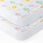 Mini Crib Sheets Dinosaur 2 Pack Set, Compatible with Graco Pack and Play, Soft Breathable Microfiber Fabric Playard Playpen Sheets Suitable for Baby Boys or Girls Nursery Care