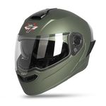 Steelbird SBA-8 7Wings ISI Certified Flip-Up Helmet for Men and Women with Inner Smoke Sun Shield (X-Large 620 MM, Matt Battle Green)