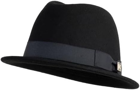 Wool Felt Lined Band Low Rider Fedora Hat Black