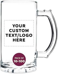 DISCOUNT PROMOS Custom Glass Beer Mug 16 oz. Set of 100, Personalized Bulk Pack - Great for Wedding Favors, Groomsmen Gifts, Birthday Gifts - Clear
