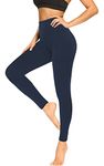 we fleece High Waisted Leggings for Women-Womens Soft Workout Leggings Running Tummy Control Yoga Pants (Navy Blue, Large-X-Large)