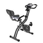 Folding Exercise Bike with 10-Level Adjustable Magnetic Resistance | Upright and Recumbent Foldable Stationary Bike is The Perfect Workout Bike for Home Use for Men, Women (Grey)