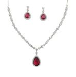 Dazzling American Diamond Drop Necklace Set - Elegant Jewelry for Women - Sparkling Crystal Pendant and Earrings - Ideal Gift for Special Occasions(Pink)