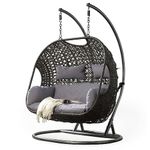 Prime Pigeon Outdoor Furniture Double Seater Swing, Beautiful Swing With Stand (Black/Grey Sofa) - Iron, 127 Cm, 203 Cm