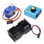 Wishiot Micro Servo Tester Kit, FS90R 9g Servo Motor 360°+3CH Digital Servo Tester ESC Speed Controller Checker+AA Battery Holder Case