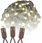 Novelty Lights Warm White LED Christmas String Lights - UL Listed Indoor/Outdoor Light Set w/ 100 Mini Bulbs for Christmas Tree, Patio, Wedding Decor, and More - (Brown Wire, 34' Long)