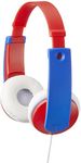 JVC Kids Headphones, Volume limiter, Kid Safe, Length Adjustable, Toddler Headphones, Fun Stickers Included – HA-KD7-R (Red)