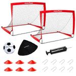 Forever Champ Kids Soccer Goals for Backyard - Includes Two 4'x3' Soccer Nets, Ball, Pump, 8 Stakes, 6 Cones, 2 Targets - Sturdy Soccer Nets for Kids Ages 4-10 - Easy to Set Up Kids Soccer Goal Set