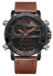 NAVIFORCE Analog Digital Watch Men Sport Dual Display Watches Waterproof Chronograph Back-Light Quartz Wristwatch, ORANGE, Chronograph