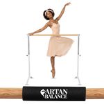 Artan Balance Ballet Barre Portable for Home or Studio, Freestanding Adjustable Bar for Stretch, Pilates, Dance or Active Workouts, Single or Double, Kids and Adults (Curved Single Bar 4ft White)