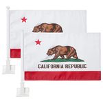 2 Pack Car Flags ,Car Flag California Flag Outdoor with State Flag and Car Flag Pole, Car Logo Window Clip Can be Clipped to Most Windows 14 inch Flag Pole and 16 x 10 inch Double Sided Flag.