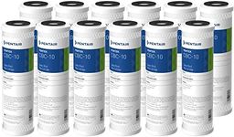 Pentek Pentair CBC-10 Carbon Water Filter, 10-Inch, Under Sink Carbon Block Replacement Cartridge with Bonded Powdered Activated Carbon (PAC) Filter, 10" x 2.5", 0.5 Micron, Pack of 12