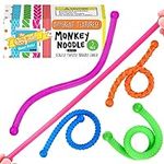 [5-Pack] Textured Monkey Noodles Fidget Toys - Sensory Toys for Children & Adults - Ease Overactive Minds with Sensory Fidgets - Special Needs Toys for Children - Aid Focus with Stretchy Toys for Kids
