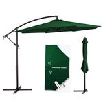 THESHELTERS - Sidepole Round Outdoor Garden Umbrella with stand (Heavy Base) - Sun Shade, Large Size Outdoor Patio Umbrella for Restaurants, Poolsides | Big size outdoor Balcony (Green)