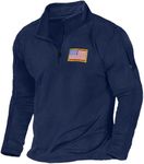 NUOKESASI USA Flag Graphic sweatshirt for men,American Patriotic 1/4 Zip Long Sleeve Pullover with shoulder pocket Navy Blue-M