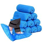 bretoes Disposable Shoe Covers-100 Pack (50 Pairs) Durable Indoor Hygiene Shoes and Boot Covers for Construction, Workplace, Carpet Floor Protection Overshoes (Blue)