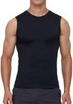 Smatstyle Men's Tank Top Compression Shirts Athletic Workout Sleeveless Shirts Fit Slimming Body Shaper Vests Shapewear (AU, Alpha, X-Large, Regular, Regular, Black)