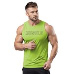 3Colours RGB Men's Active Wear Sleeveless Tank top, Gym Vest, Leisure wear CCUT HUSTLE (Large, Green)